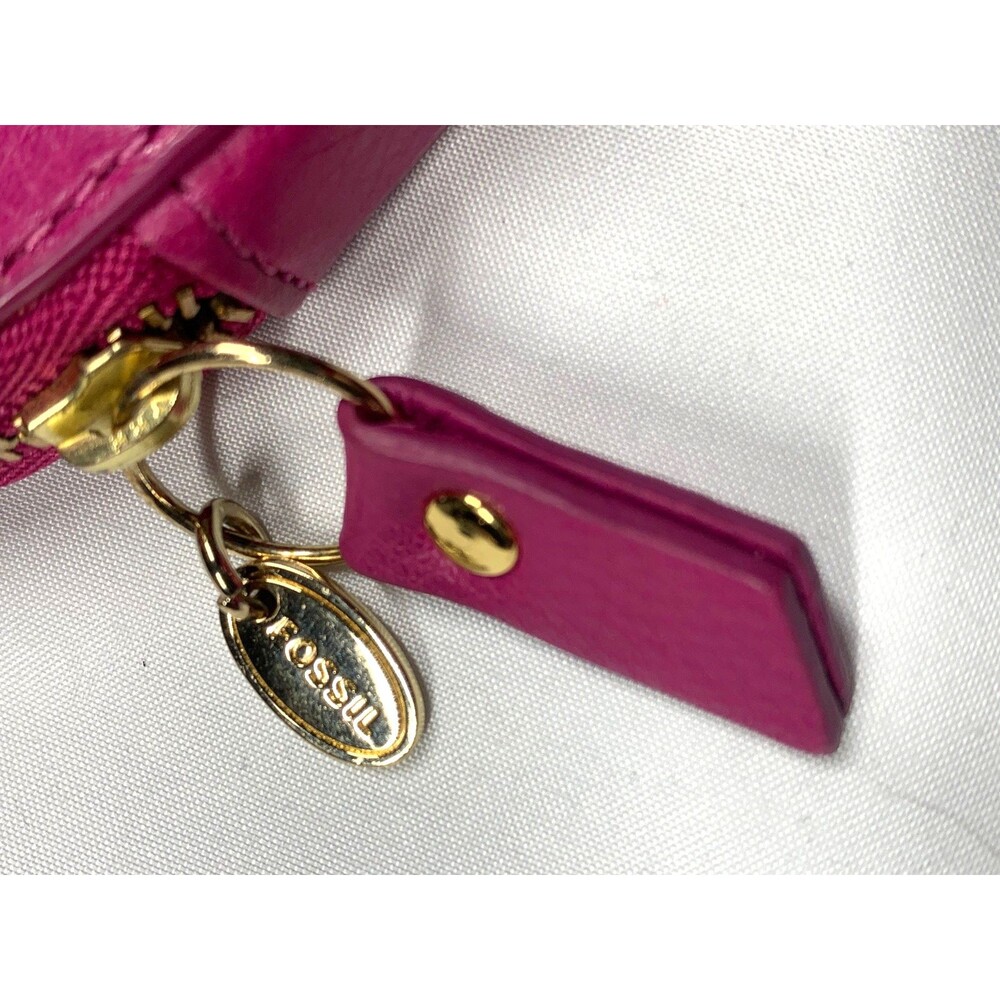 Fossil Heart Coin Purse Pink Pebble Leather Sweetheart Valentine Y2K - Picture 8 of 8